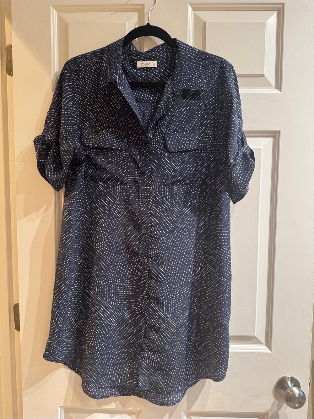 Equipment Navy Dot-Print Shirtdress